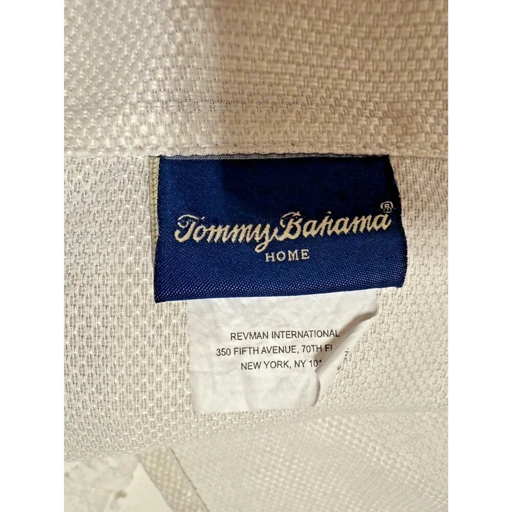 50% OFF~TOMMY BAHAMA Shower Curtain 71x71 Cotton Blend Neutral Horizontal Stripe